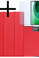 NoXx Hoesje Geschikt voor Lenovo Tab M10 5G Hoesje Case Hard Cover Hoes Book Case Met Screenprotector - Rood