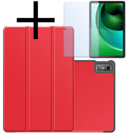 NoXx NoXx Lenovo Tab M10 5G Hoes Met Screenprotector - Rood