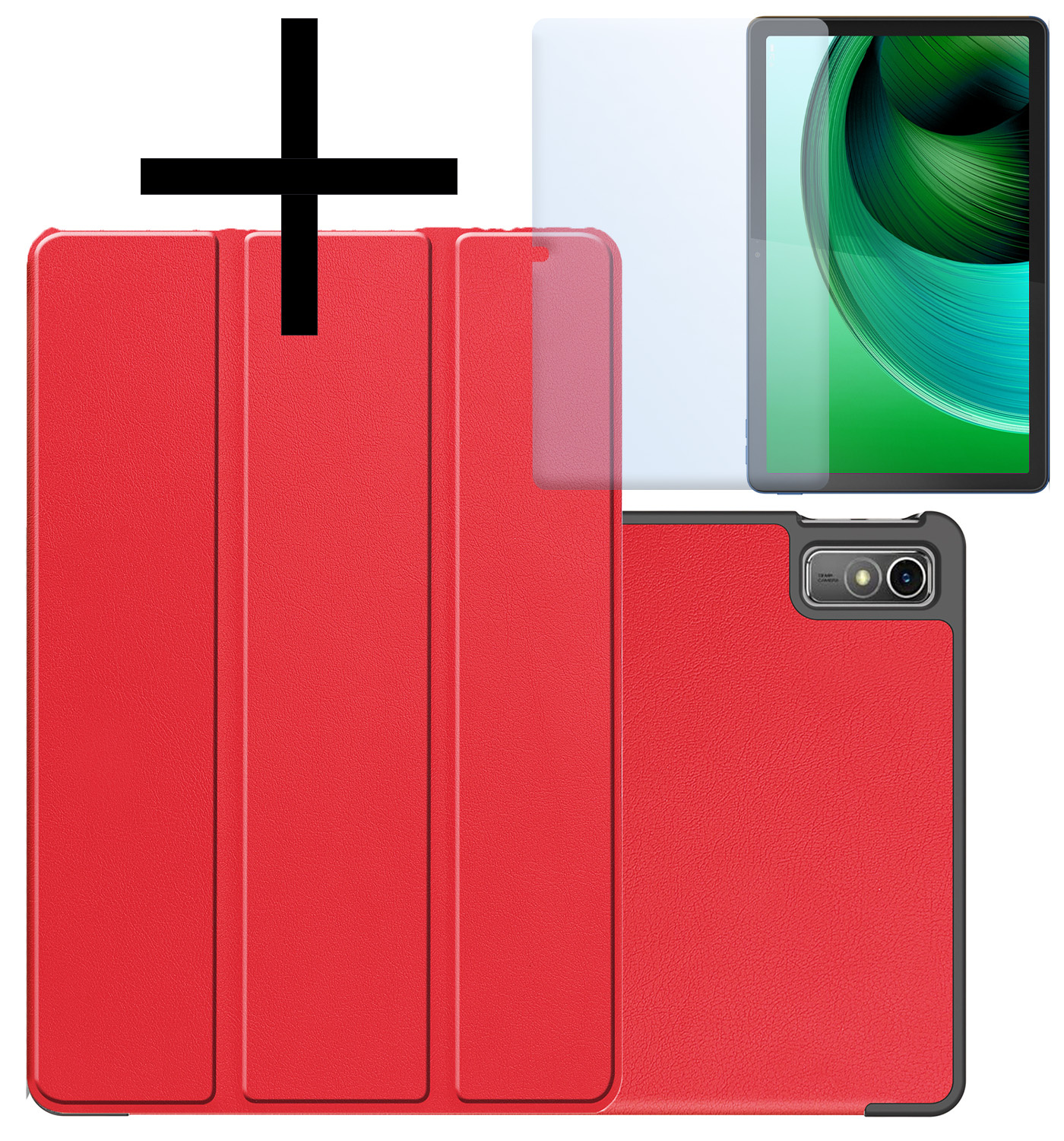 NoXx Hoesje Geschikt voor Lenovo Tab M10 5G Hoesje Case Hard Cover Hoes Book Case Met Screenprotector - Rood