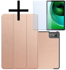 NoXx NoXx Lenovo Tab M10 5G Hoes Met Screenprotector - Rosé Goud