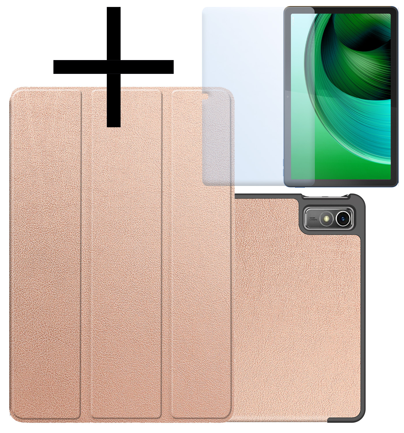 NoXx Hoesje Geschikt voor Lenovo Tab M10 5G Hoesje Case Hard Cover Hoes Book Case Met Screenprotector - Rosé goud
