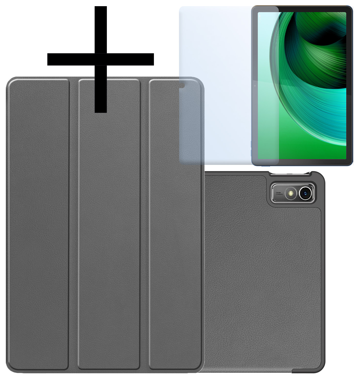 NoXx Hoesje Geschikt voor Lenovo Tab M10 5G Hoesje Case Hard Cover Hoes Book Case Met Screenprotector - Grijs