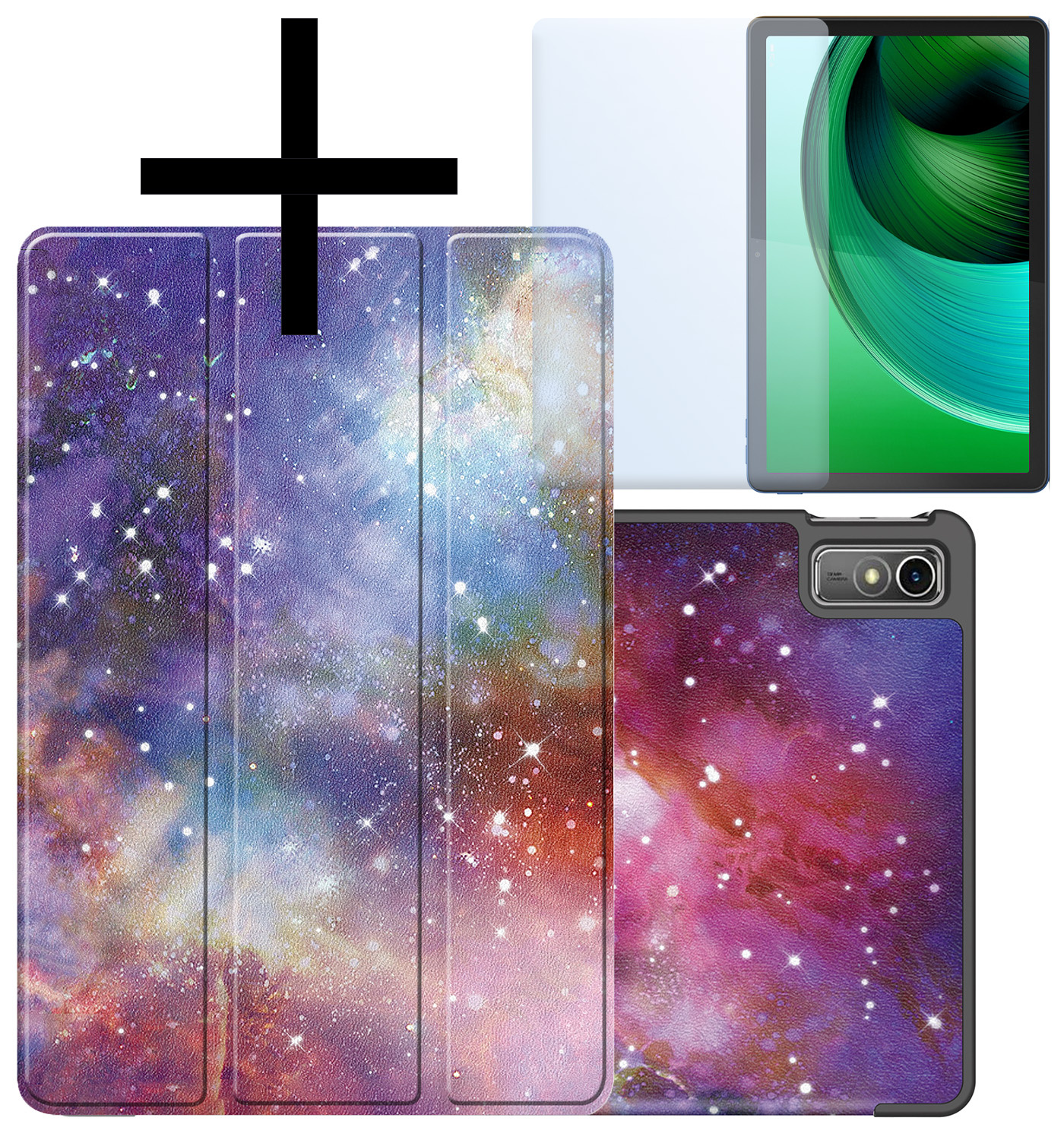 NoXx Hoesje Geschikt voor Lenovo Tab M10 5G Hoesje Case Hard Cover Hoes Book Case Met Screenprotector - Galaxy