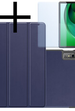 NoXx Hoesje Geschikt voor Lenovo Tab M10 5G Hoesje Case Hard Cover Hoes Book Case Met Screenprotector - Donkerblauw