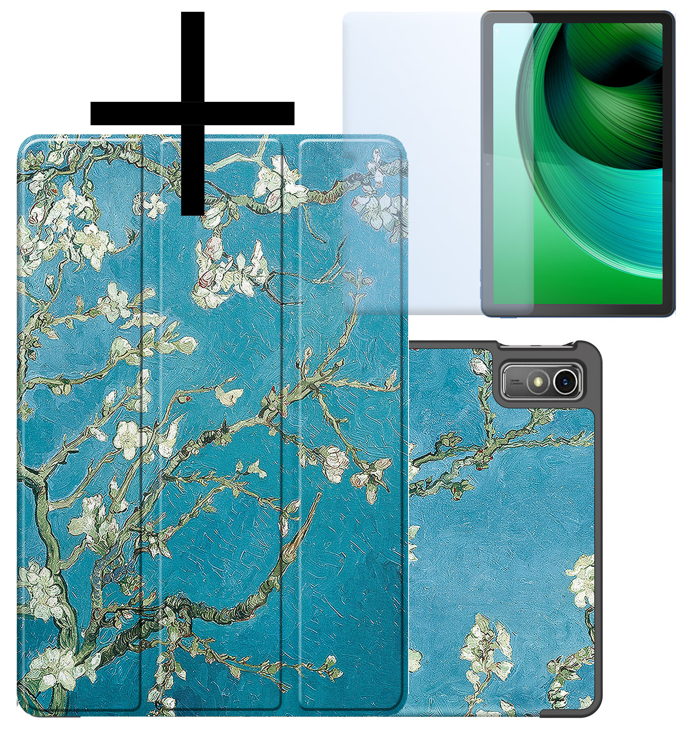 NoXx Hoesje Geschikt voor Lenovo Tab M10 5G Hoesje Case Hard Cover Hoes Book Case Met Screenprotector - Bloesem