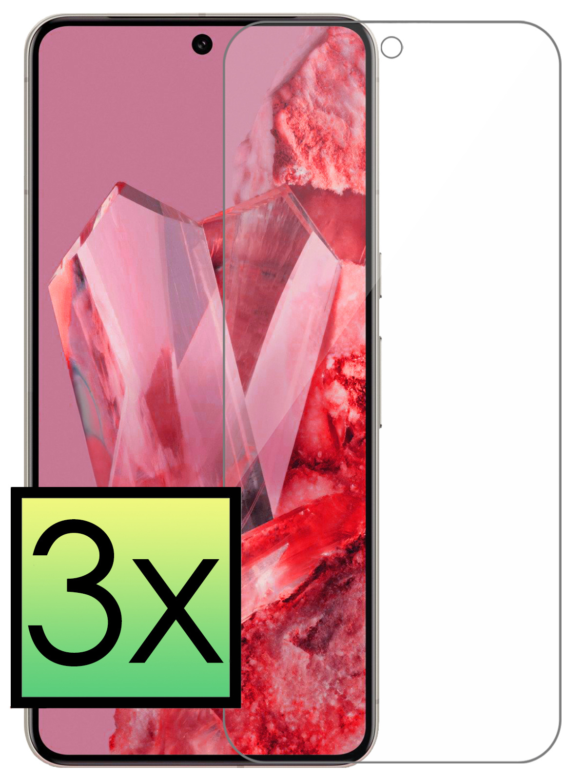 NoXx Screenprotector Geschikt voor Google Pixel 8 Pro Screenprotector Tempered Glass Gehard Glas Beschermglas - 3x