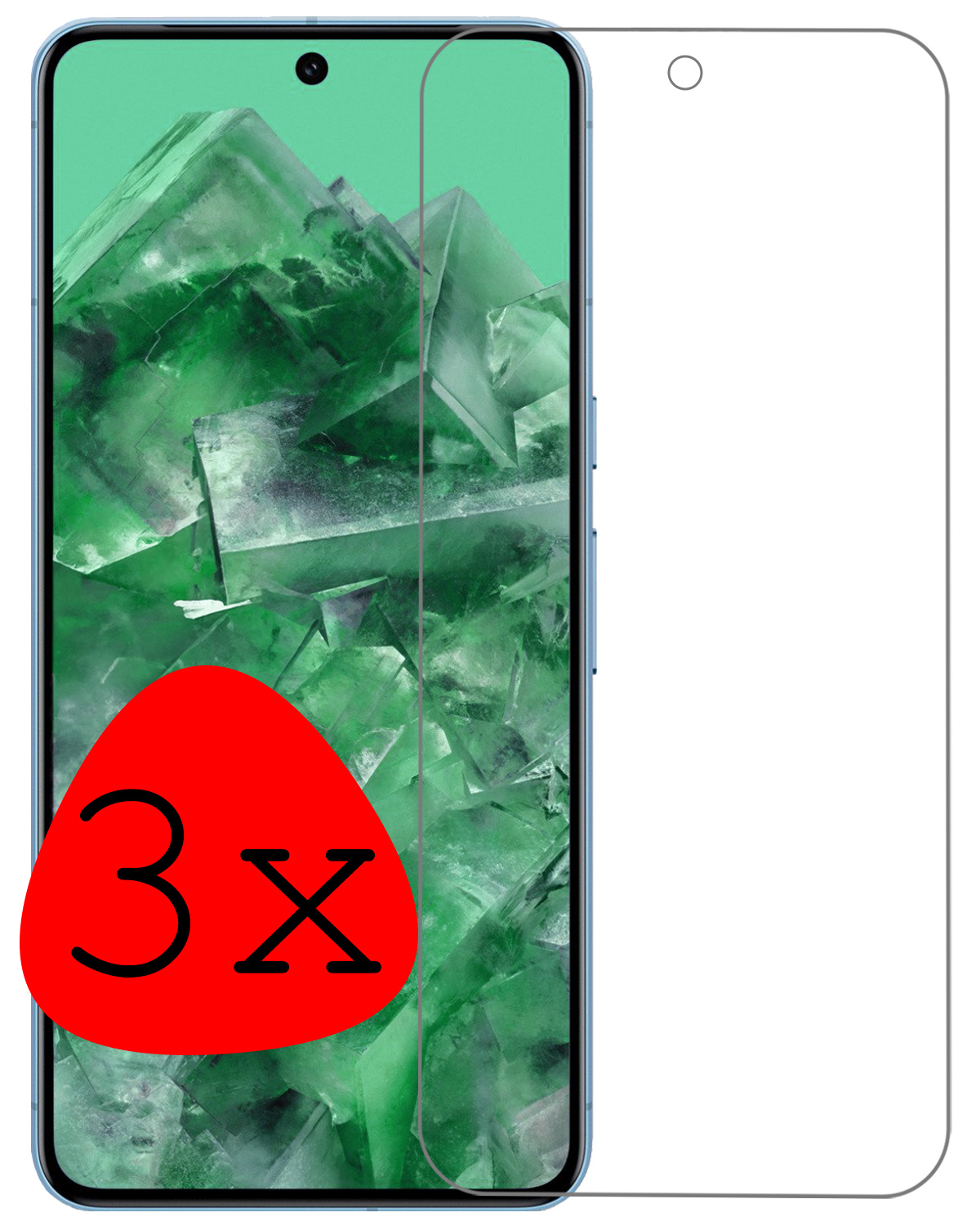 BASEY. Screenprotector Geschikt voor Google Pixel 8 Pro Screenprotector Tempered Glass - Screenprotector Geschikt voor Google Pixel 8 Pro Beschermglas Screen Protector Glas - 3 Stuks