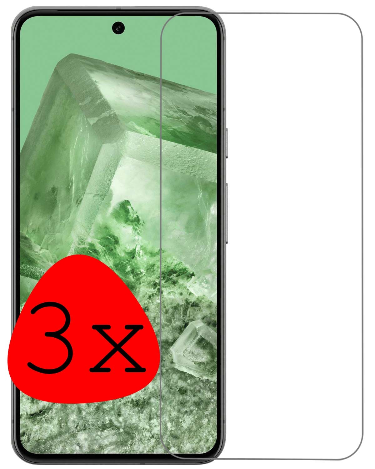 BASEY. Screenprotector Geschikt voor Google Pixel 8 Screenprotector Tempered Glass - Screenprotector Geschikt voor Google Pixel 8 Beschermglas Screen Protector Glas - 3 Stuks
