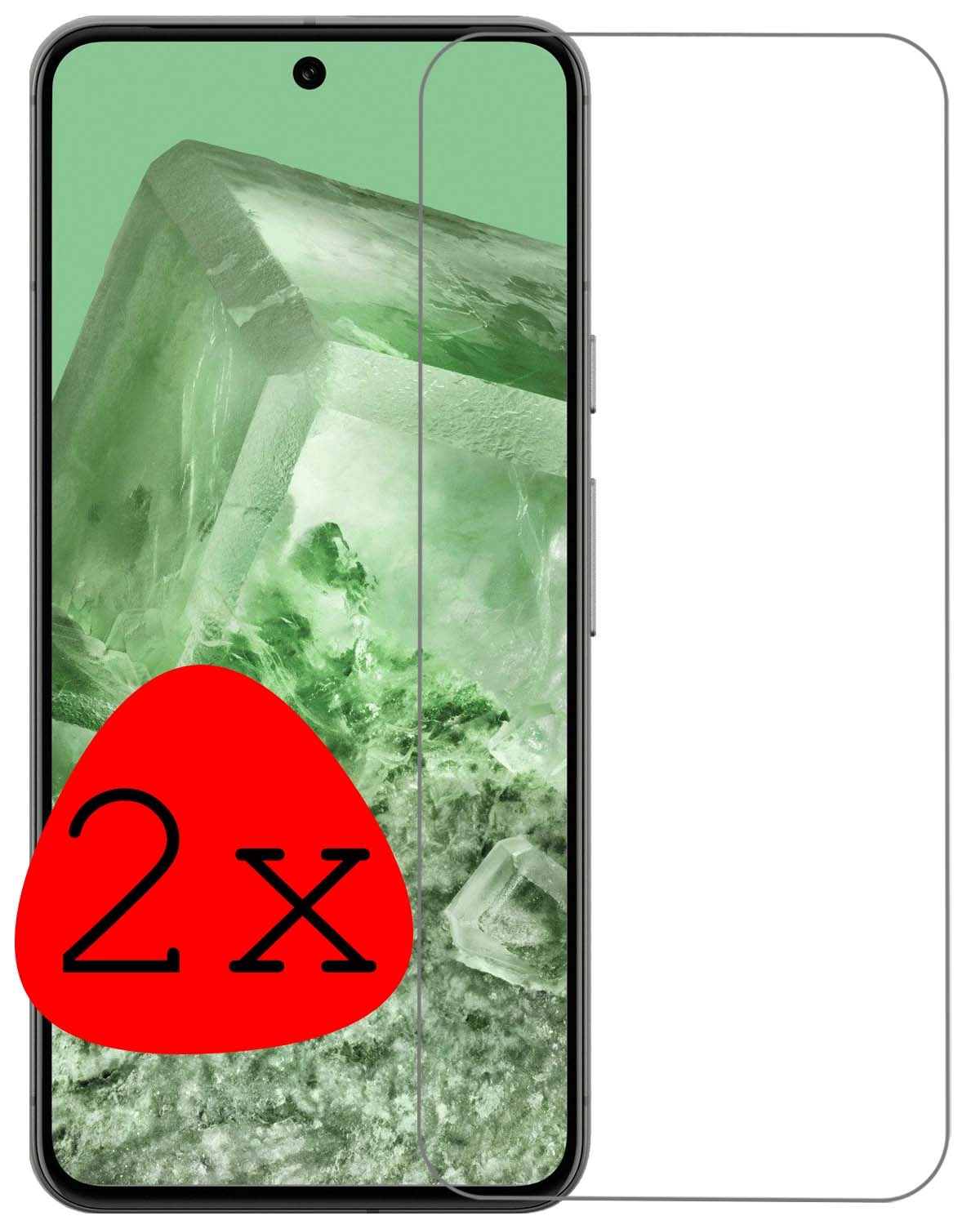 BASEY. Screenprotector Geschikt voor Google Pixel 8 Screenprotector Tempered Glass - Screenprotector Geschikt voor Google Pixel 8 Beschermglas Screen Protector Glas - 2 Stuks