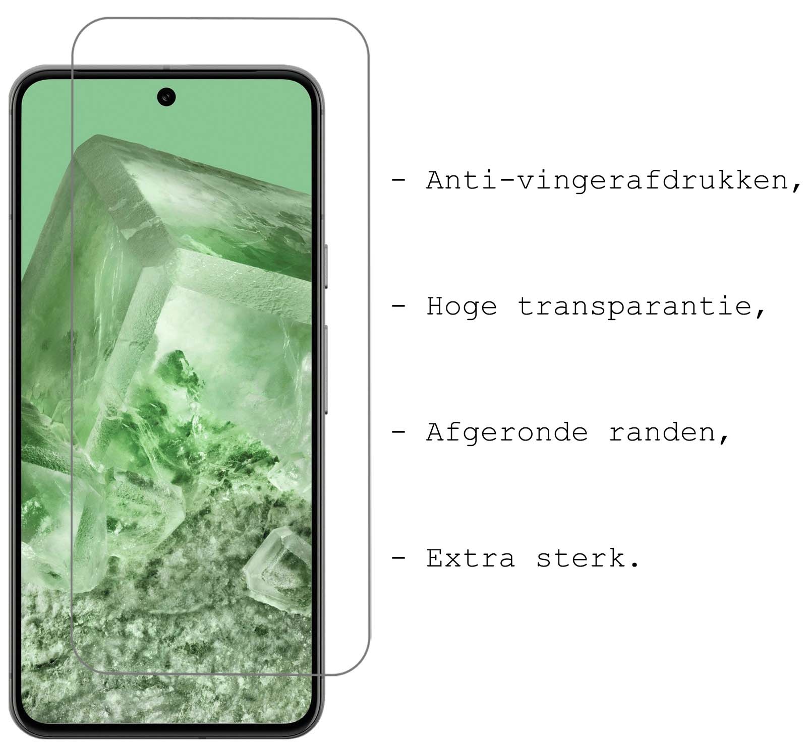 BASEY. Screenprotector Geschikt voor Google Pixel 8 Screenprotector Tempered Glass - Screenprotector Geschikt voor Google Pixel 8 Beschermglas Screen Protector Glas - 2 Stuks