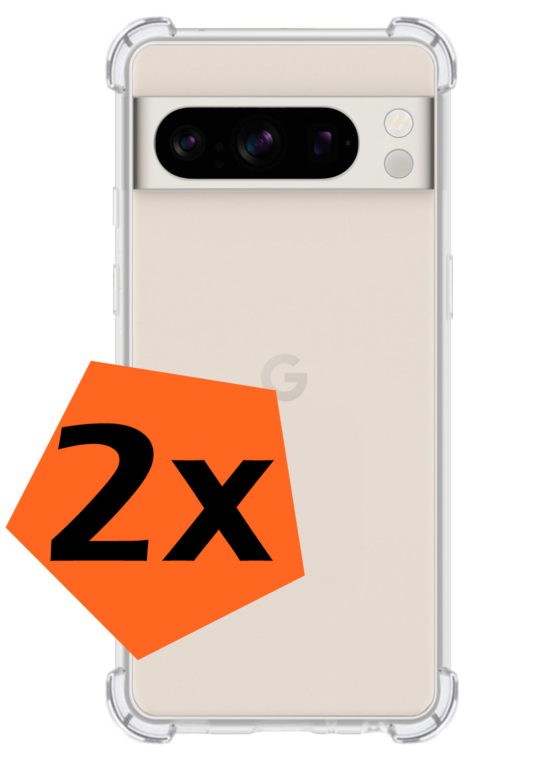 Nomfy Hoesje Geschikt voor Google Pixel 8 Pro Hoesje Shock Proof Cover Case Shockproof - Hoes Geschikt voor Google Pixel 8 Pro Hoes Siliconen Back Case - Transparant - 2 PACK