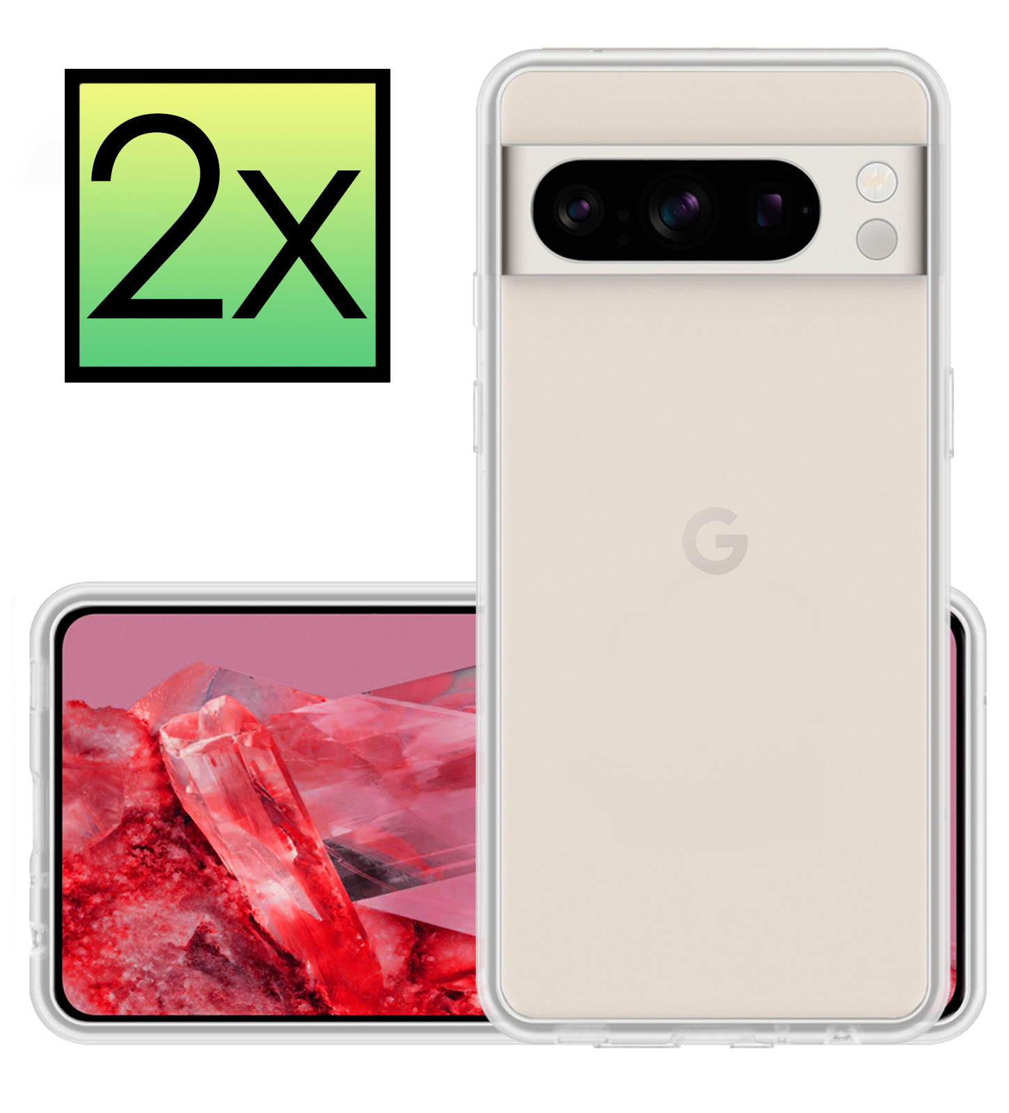 NoXx Hoes Geschikt voor Google Pixel 8 Pro Hoesje Cover Siliconen Back Case Hoes - Transparant - 2x