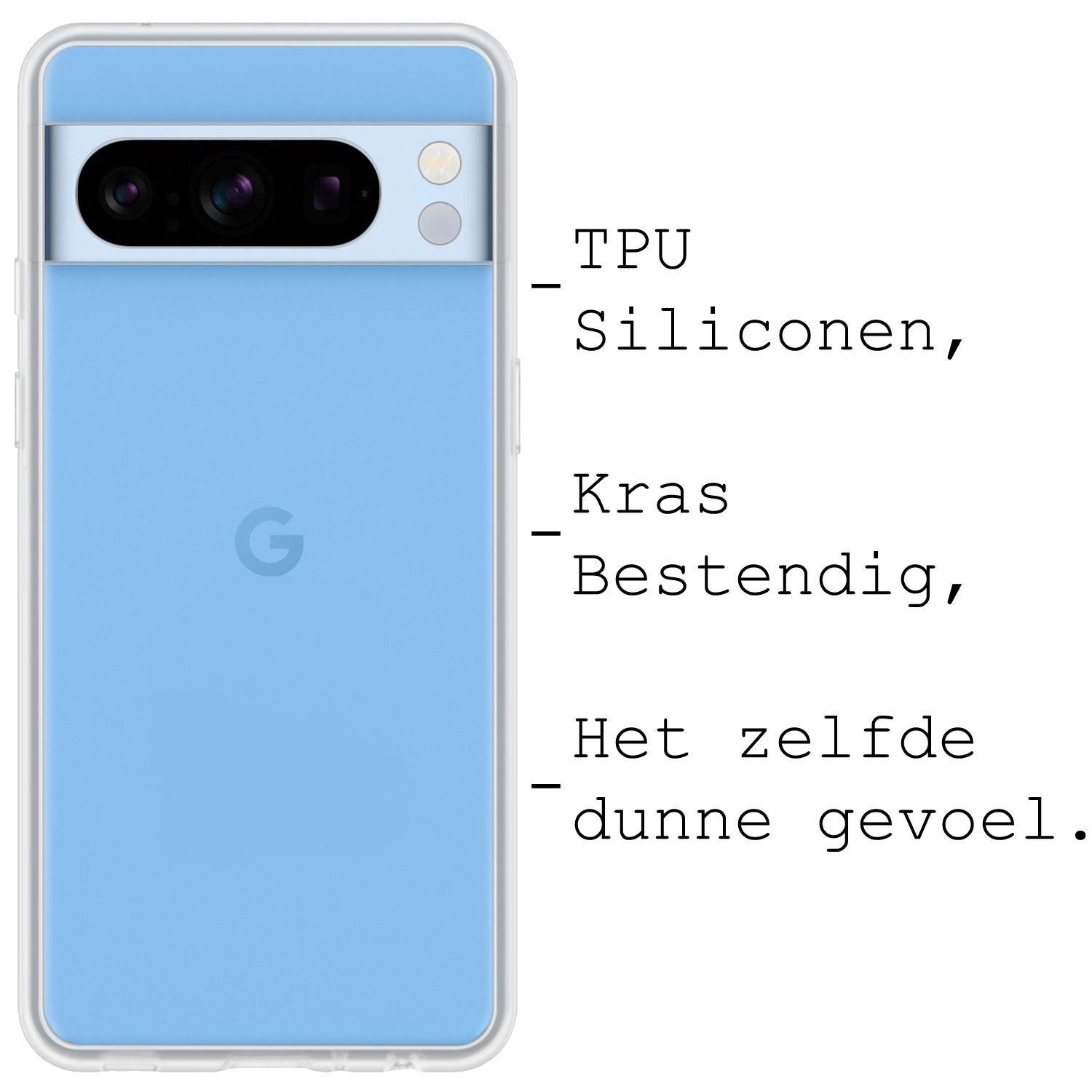BASEY. Hoes Geschikt voor Google Pixel 8 Pro Hoesje Siliconen Back Cover Case - Hoesje Geschikt voor Google Pixel 8 Pro Hoes Cover Hoesje - Transparant