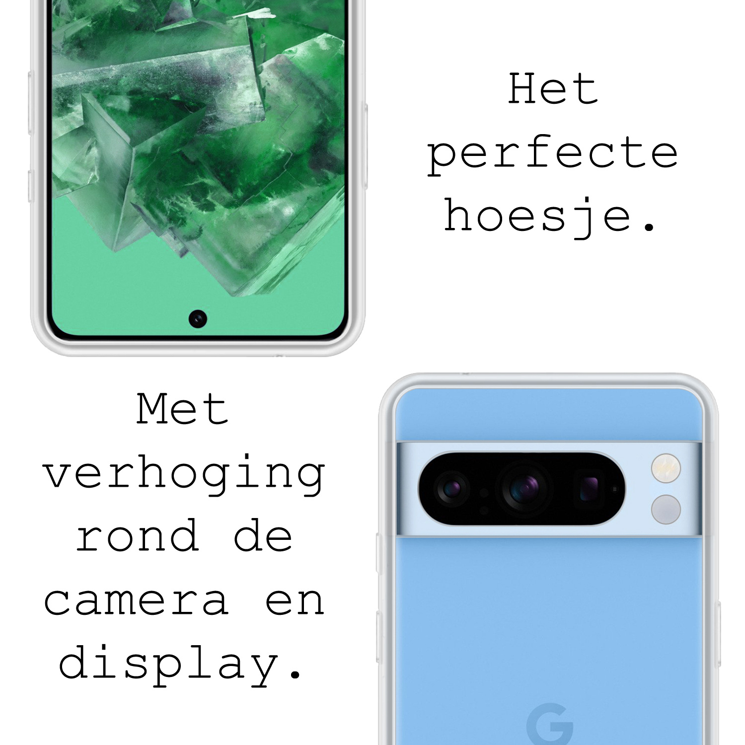 BASEY. Hoes Geschikt voor Google Pixel 8 Pro Hoesje Siliconen Back Cover Case - Hoesje Geschikt voor Google Pixel 8 Pro Hoes Cover Hoesje - Transparant