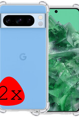 BASEY. Hoes Geschikt voor Google Pixel 8 Pro Hoesje Shock Proof Case Hoes Siliconen - Hoesje Geschikt voor Google Pixel 8 Pro Hoes Cover Shockproof - Transparant - 2 Stuks