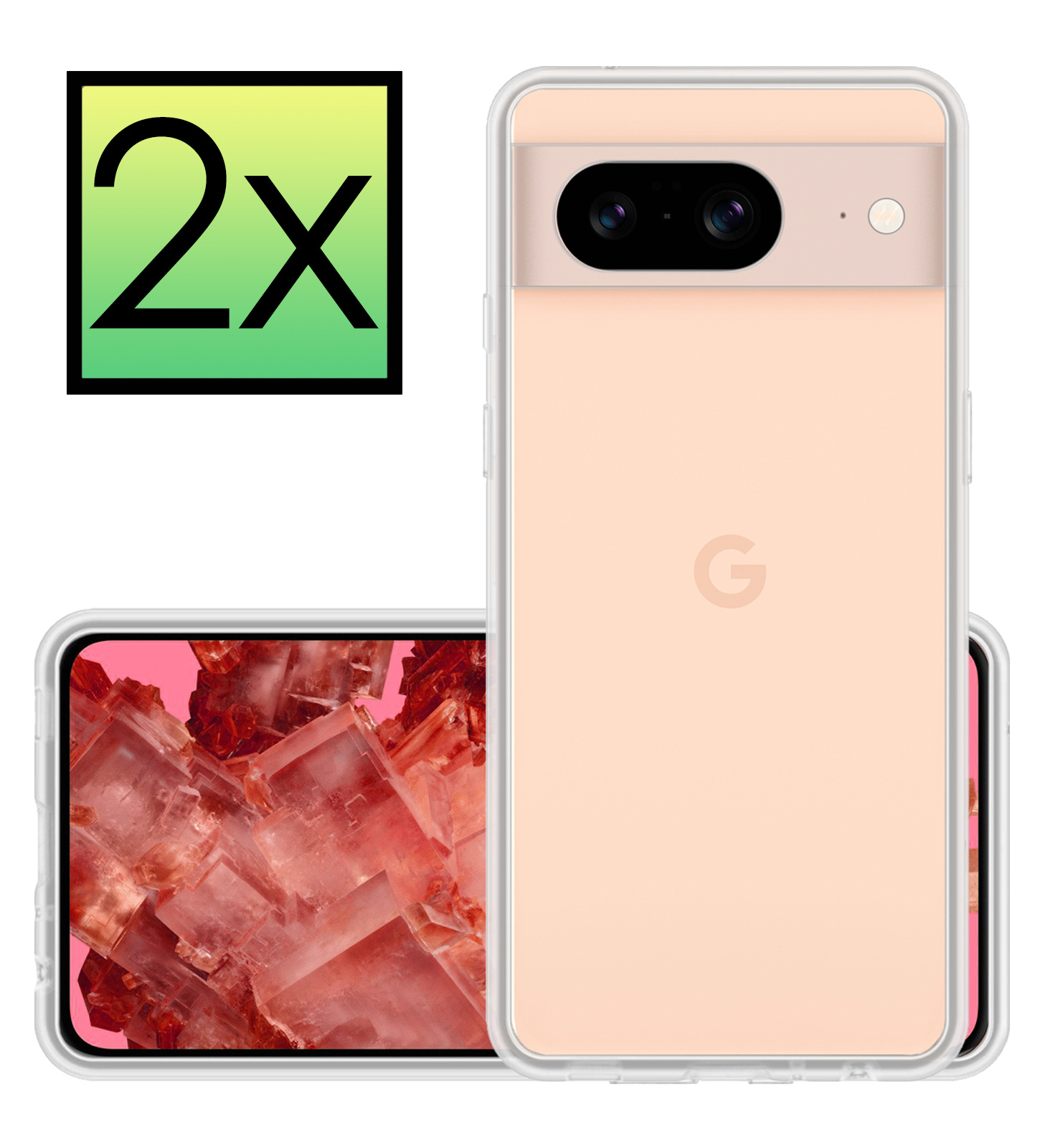 NoXx Hoes Geschikt voor Google Pixel 8 Hoesje Cover Siliconen Back Case Hoes - Transparant - 2x