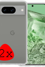 BASEY. Hoes Geschikt voor Google Pixel 8 Hoesje Siliconen Back Cover Case - Hoesje Geschikt voor Google Pixel 8 Hoes Cover Hoesje - Transparant - 2 Stuks