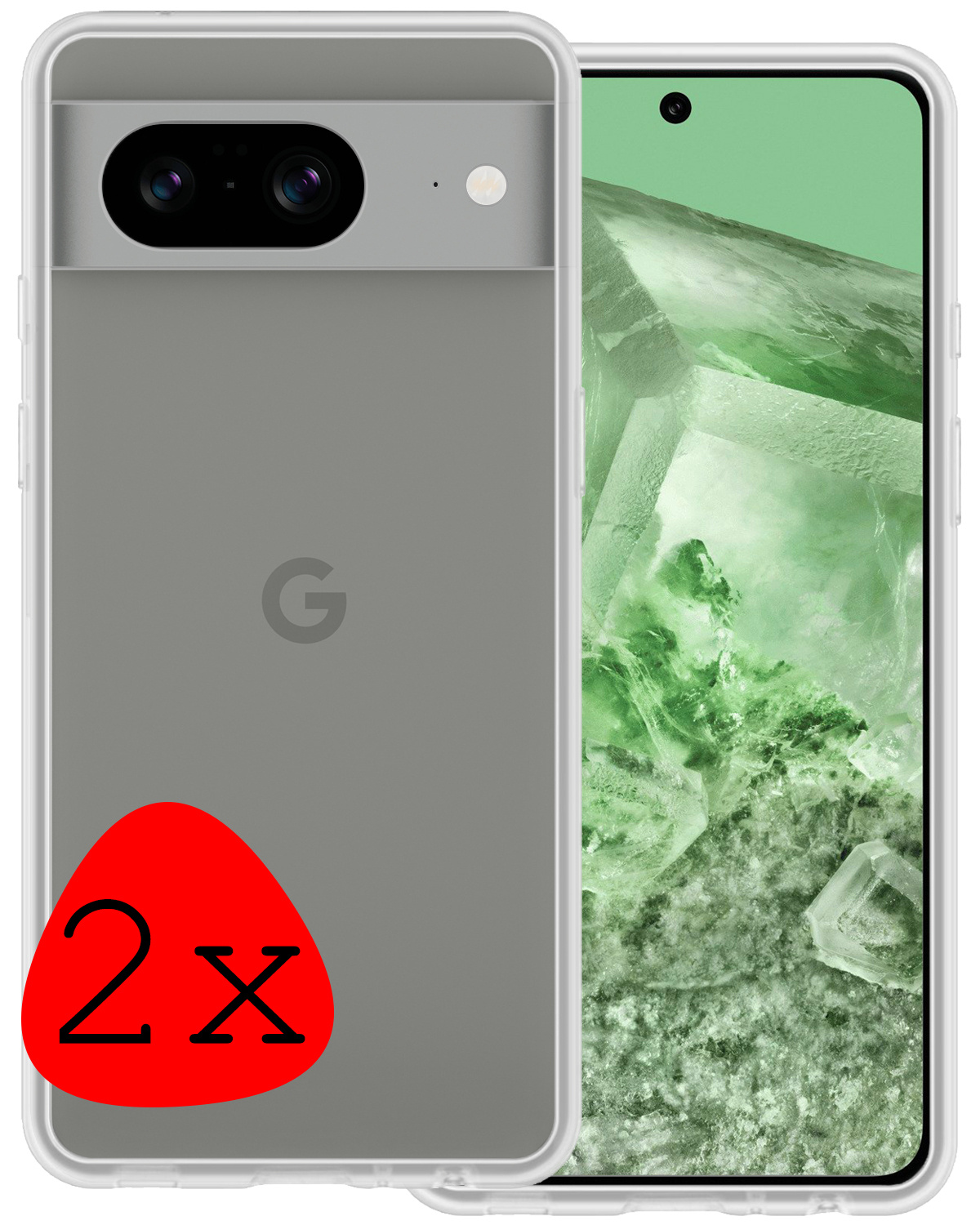 BASEY. Hoes Geschikt voor Google Pixel 8 Hoesje Siliconen Back Cover Case - Hoesje Geschikt voor Google Pixel 8 Hoes Cover Hoesje - Transparant - 2 Stuks