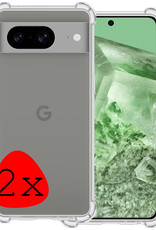 BASEY. Hoes Geschikt voor Google Pixel 8 Hoesje Shock Proof Case Hoes Siliconen - Hoesje Geschikt voor Google Pixel 8 Hoes Cover Shockproof - Transparant - 2 Stuks