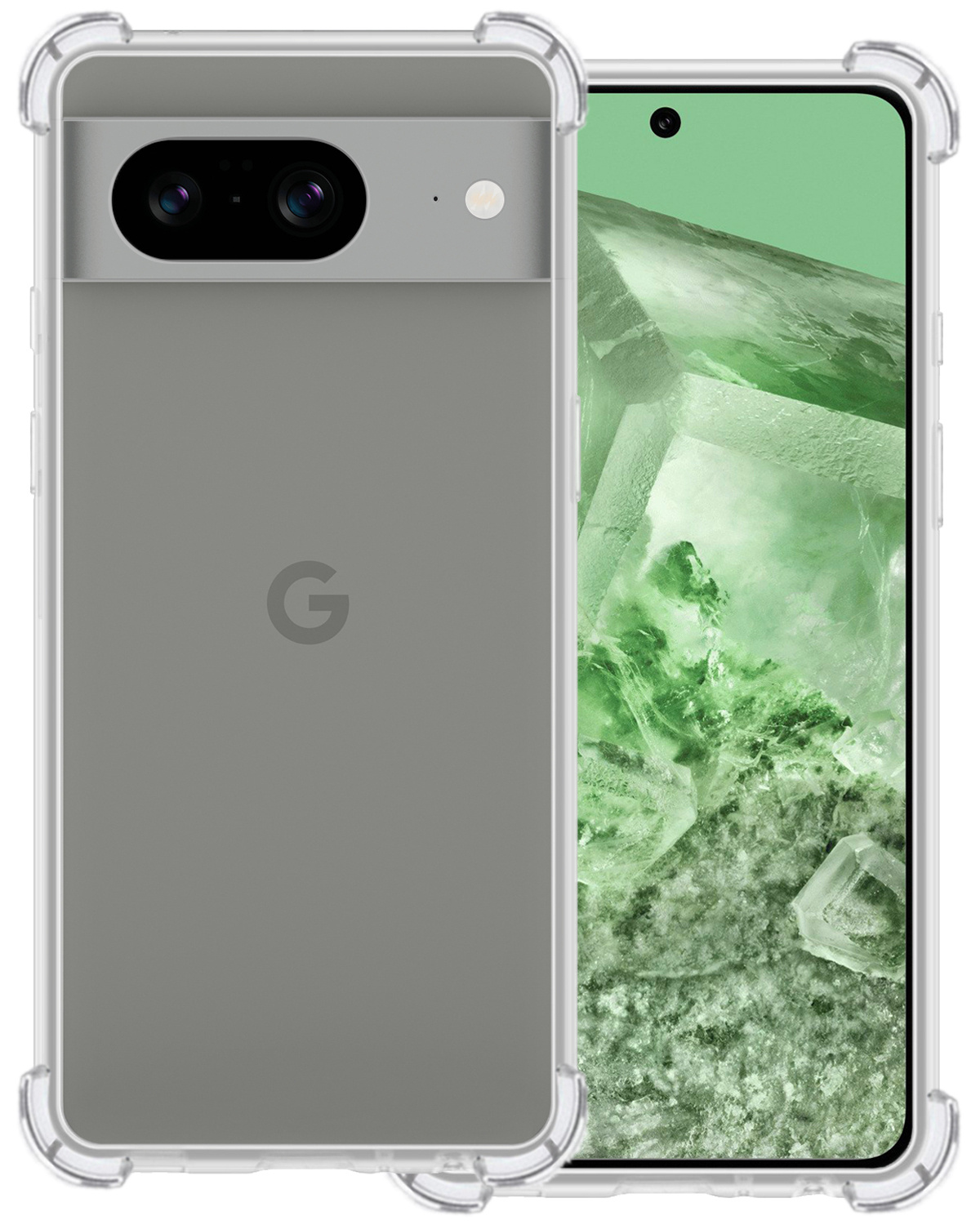 BASEY. Hoes Geschikt voor Google Pixel 8 Hoesje Shock Proof Case Hoes Siliconen - Hoesje Geschikt voor Google Pixel 8 Hoes Cover Shockproof - Transparant