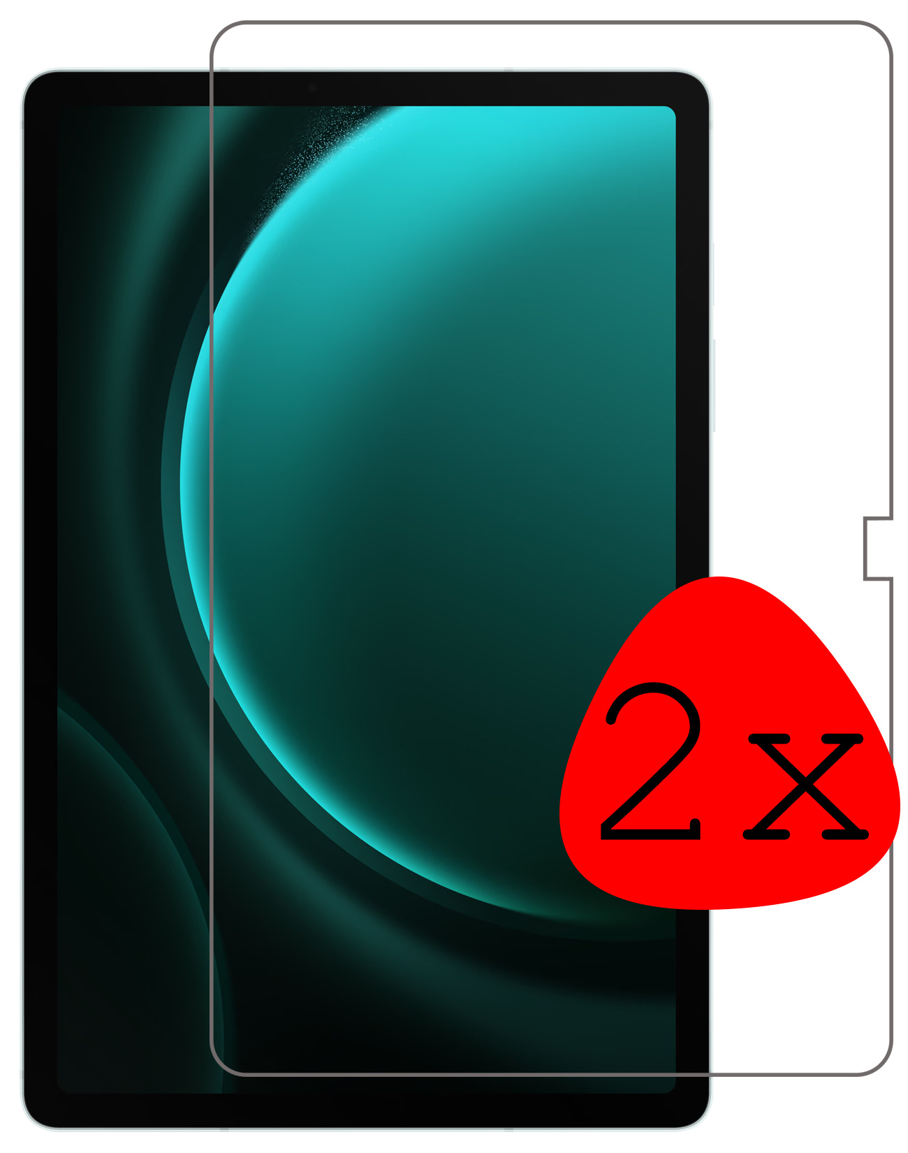 BASEY. Screenprotector Geschikt voor Samsung Galaxy Tab S9 FE Plus Screenprotector Tempered Glass - Screenprotector Geschikt voor Samsung Tab S9 FE Plus Screen Protector Beschermglas - 2 Stuks