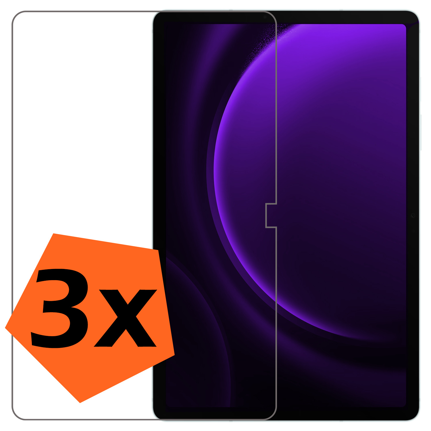 Nomfy Screenprotector Geschikt voor Samsung Galaxy Tab S9 FE Plus Screenprotector Bescherm Glas - Screen Protector Geschikt voor Samsung Tab S9 FE Plus Screenprotector Tempered Glass - 3 PACK