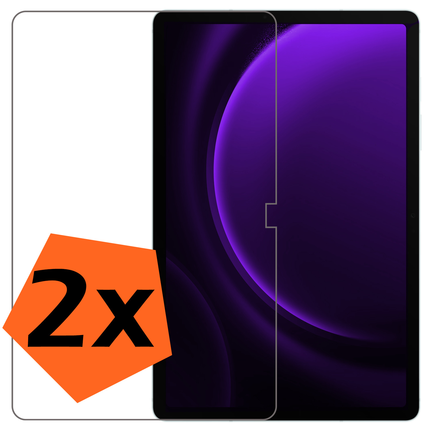 Nomfy Screenprotector Geschikt voor Samsung Galaxy Tab S9 FE Plus Screenprotector Bescherm Glas - Screen Protector Geschikt voor Samsung Tab S9 FE Plus Screenprotector Tempered Glass - 2 PACK