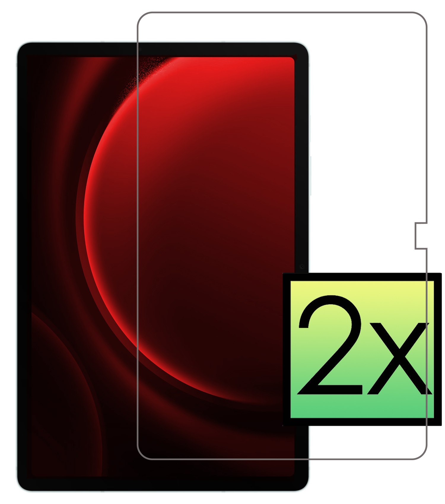 NoXx Screenprotector Geschikt voor Samsung Galaxy Tab S9 FE Plus Screenprotector Bescherm Glas Screen Protector - 2x