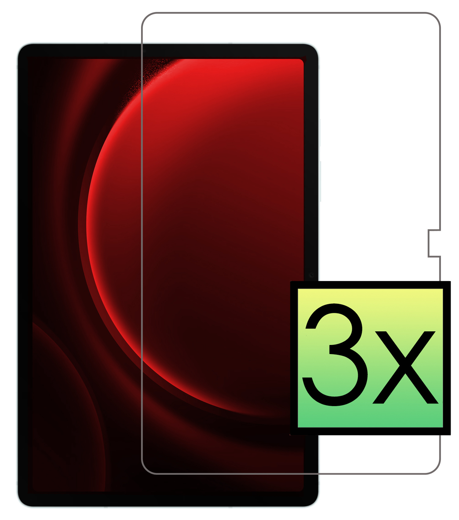 NoXx Screenprotector Geschikt voor Samsung Galaxy Tab S9 FE Plus Screenprotector Bescherm Glas Screen Protector - 3x