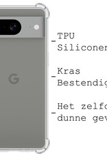 BASEY. Hoes Geschikt voor Google Pixel 8 Hoesje Shock Proof Case Hoes Siliconen Met 2x Screenprotector - Hoesje Geschikt voor Google Pixel 8 Hoes Cover Shockproof - Transparant