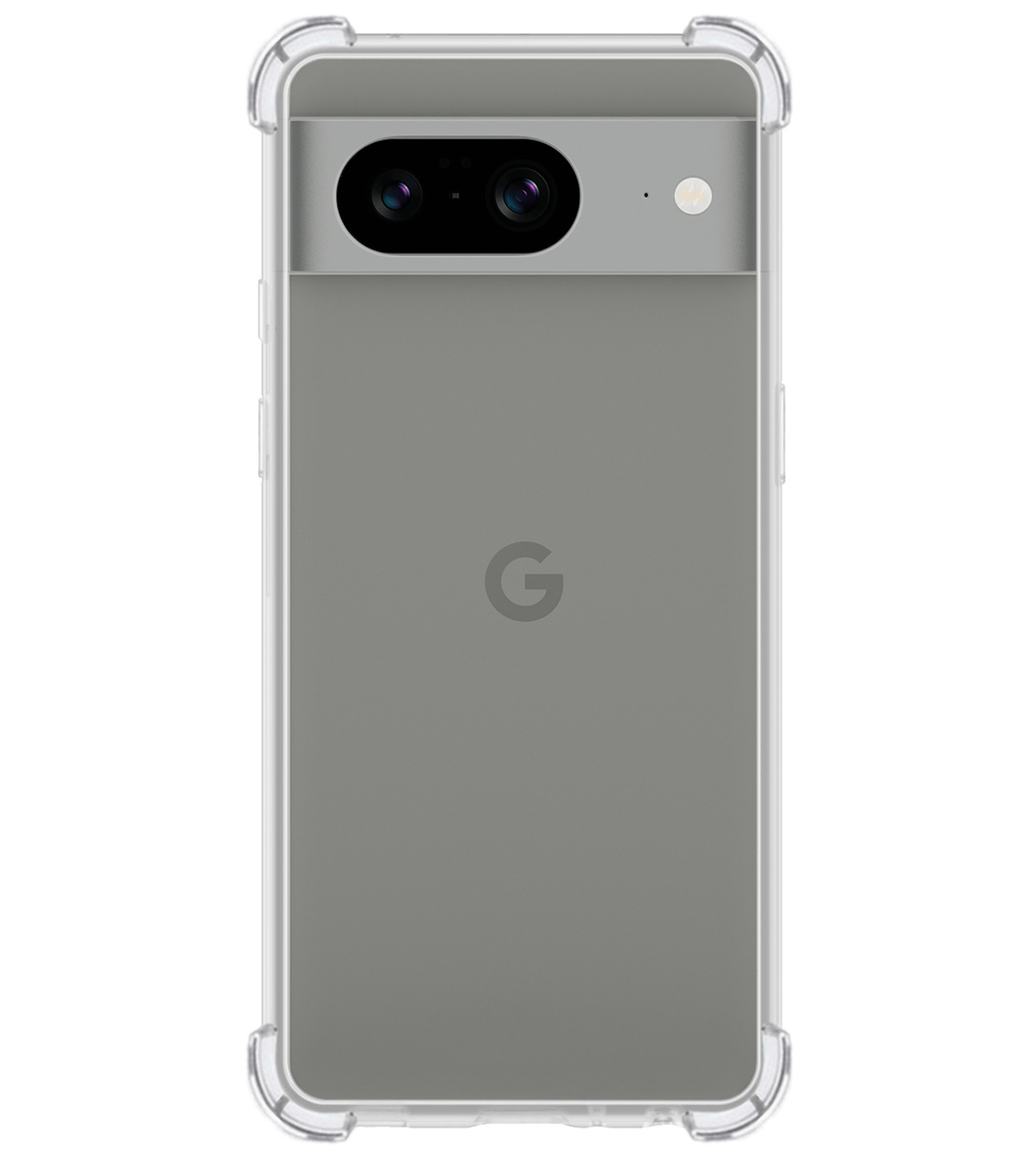 BASEY. Hoes Geschikt voor Google Pixel 8 Hoesje Shock Proof Case Hoes Siliconen Met 2x Screenprotector - Hoesje Geschikt voor Google Pixel 8 Hoes Cover Shockproof - Transparant