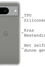 BASEY. Hoes Geschikt voor Google Pixel 8 Hoesje Siliconen Back Cover Case Met Screenprotector - Hoesje Geschikt voor Google Pixel 8 Hoes Cover Hoesje - Transparant