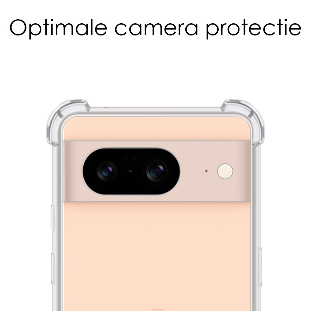 NoXx Hoes Geschikt voor Google Pixel 8 Hoesje Siliconen Cover Shock Proof Back Case Shockproof Hoes Met 2x Screenprotector - Transparant