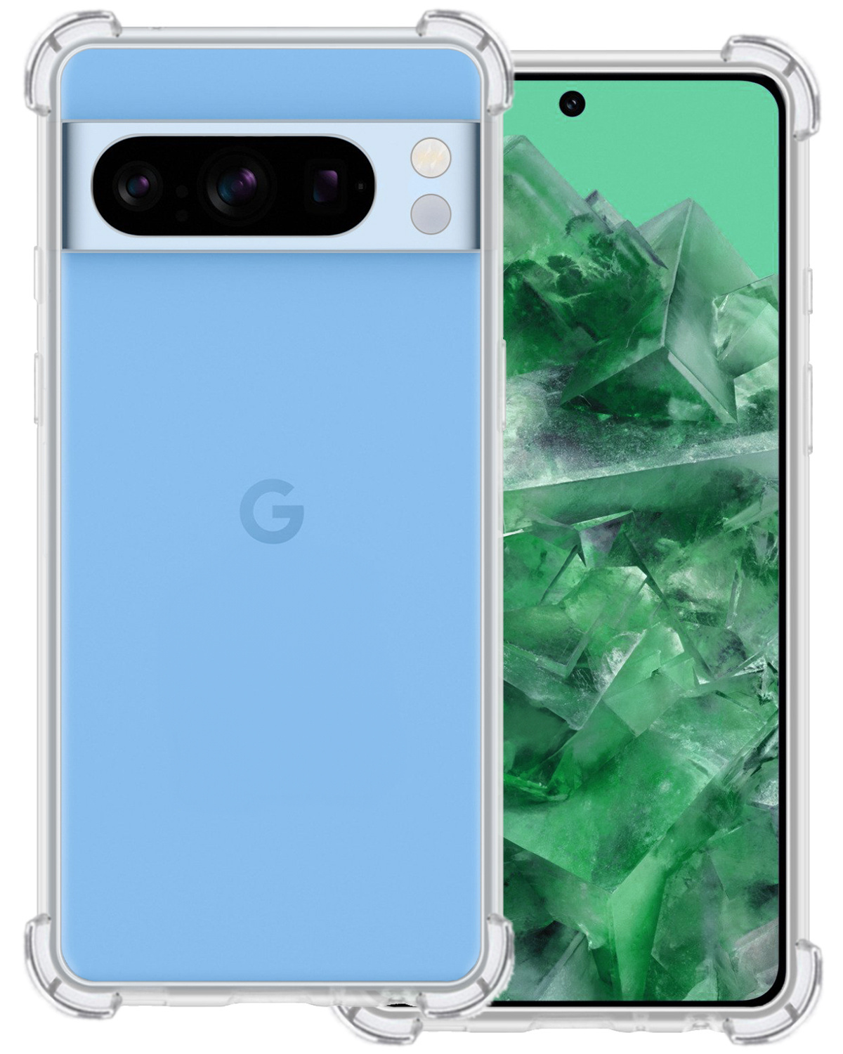 BASEY. Hoes Geschikt voor Google Pixel 8 Pro Hoesje Shock Proof Case Hoes Siliconen Met Screenprotector - Hoesje Geschikt voor Google Pixel 8 Pro Hoes Cover Shockproof - Transparant