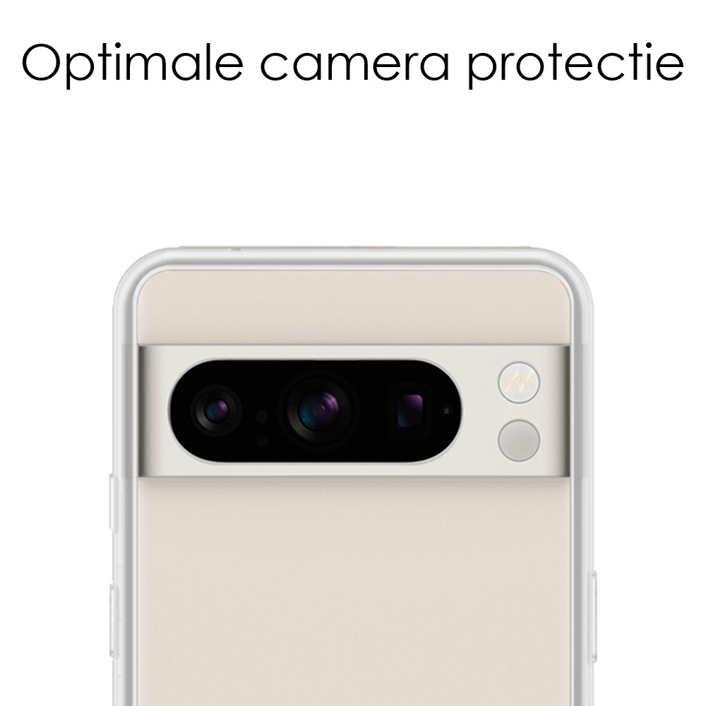 NoXx Hoes Geschikt voor Google Pixel 8 Pro Hoesje Cover Siliconen Back Case Hoes Met 2x Screenprotector - Transparant