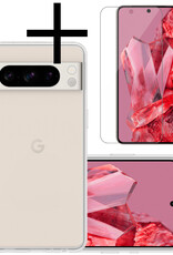 NoXx Hoes Geschikt voor Google Pixel 8 Pro Hoesje Cover Siliconen Back Case Hoes Met Screenprotector - Transparant