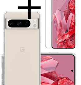 NoXx NoXx Google Pixel 8 Pro Hoesje Siliconen Met Screenprotector - Transparant