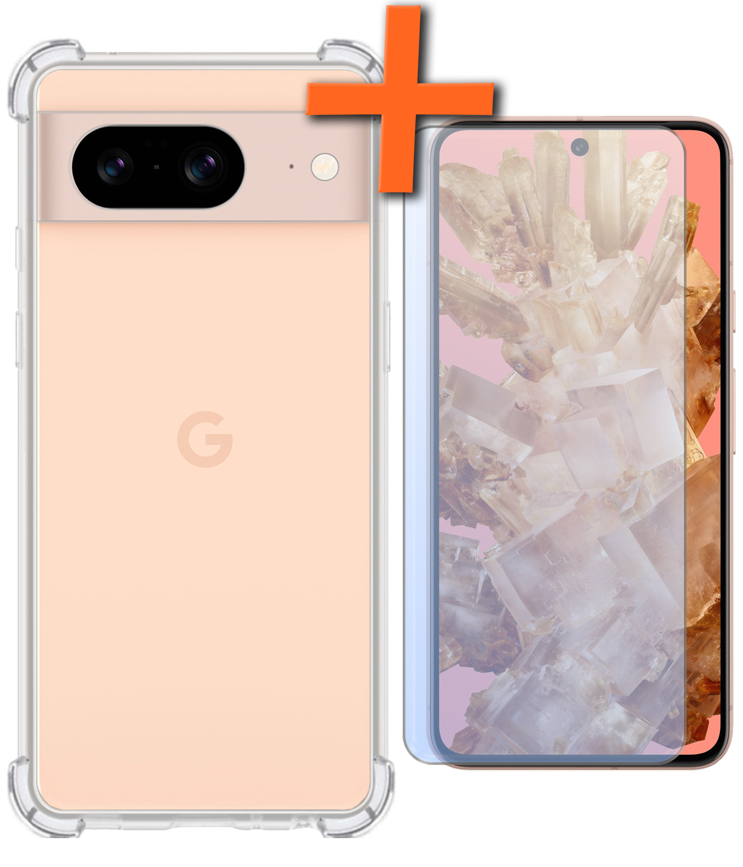 Nomfy Hoesje Geschikt voor Google Pixel 8 Hoesje Shock Proof Cover Case Shockproof Met Screenprotector - Hoes Geschikt voor Google Pixel 8 Hoes Siliconen Back Case - Transparant