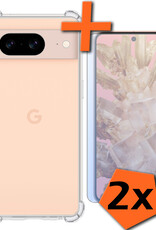 Nomfy Hoesje Geschikt voor Google Pixel 8 Hoesje Shock Proof Cover Case Shockproof Met 2x Screenprotector - Hoes Geschikt voor Google Pixel 8 Hoes Siliconen Back Case - Transparant