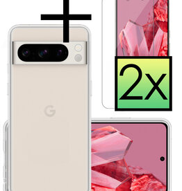 NoXx NoXx Google Pixel 8 Pro Hoesje Siliconen Met 2x Screenprotector - Transparant