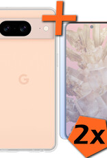 Nomfy Hoesje Geschikt voor Google Pixel 8 Hoesje Siliconen Cover Case Met 2x Screenprotector - Hoes Geschikt voor Google Pixel 8 Hoes Back Case - Transparant