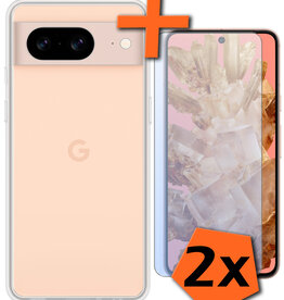 Nomfy Nomfy Google Pixel 8 Hoesje Siliconen Met 2x Screenprotector - Transparant