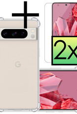 NoXx Hoes Geschikt voor Google Pixel 8 Pro Hoesje Siliconen Cover Shock Proof Back Case Shockproof Hoes Met 2x Screenprotector - Transparant