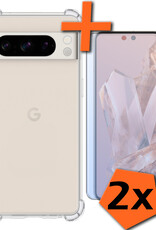 Nomfy Hoesje Geschikt voor Google Pixel 8 Pro Hoesje Shock Proof Cover Case Shockproof Met 2x Screenprotector - Hoes Geschikt voor Google Pixel 8 Pro Hoes Siliconen Back Case - Transparant