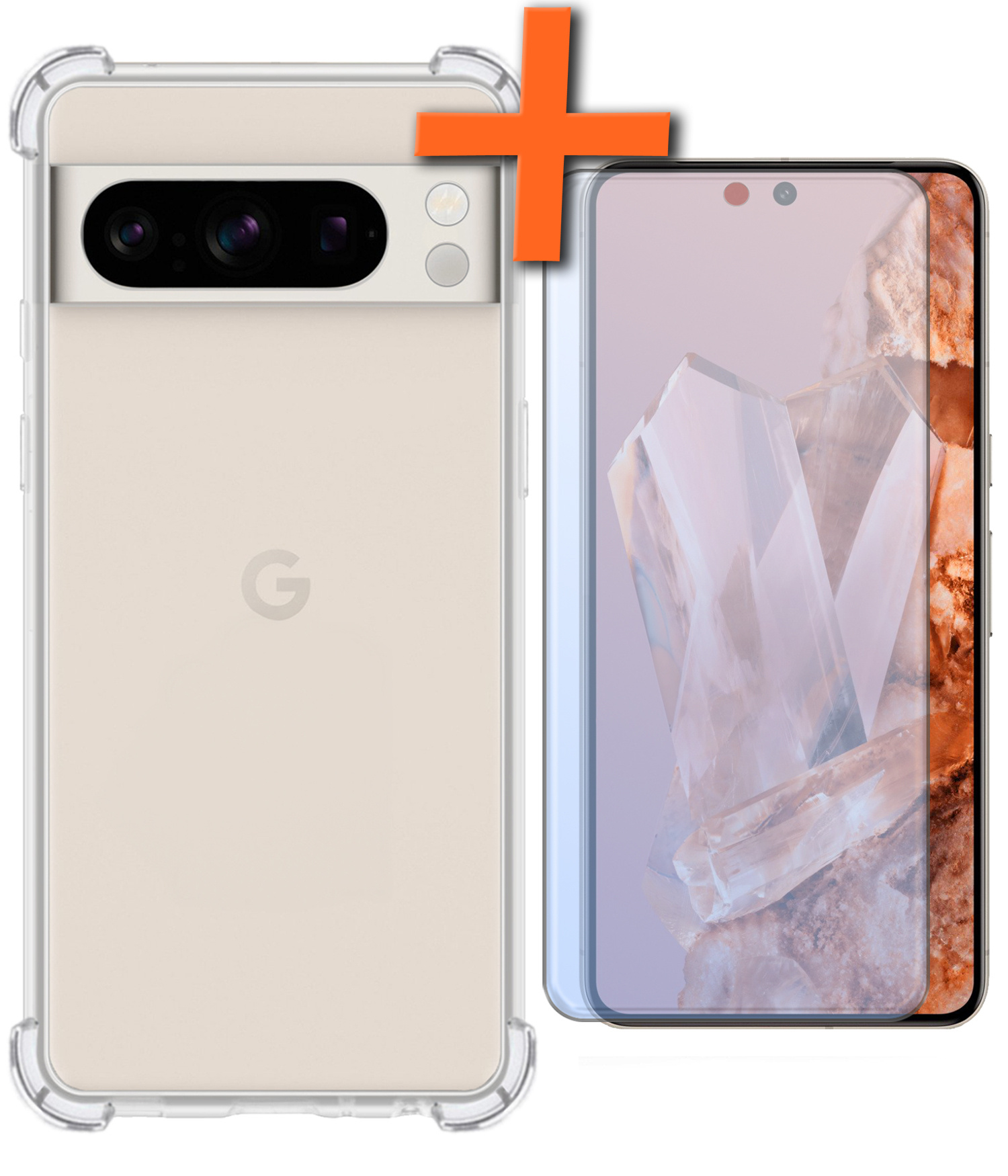 Nomfy Hoesje Geschikt voor Google Pixel 8 Pro Hoesje Shock Proof Cover Case Shockproof Met Screenprotector - Hoes Geschikt voor Google Pixel 8 Pro Hoes Siliconen Back Case - Transparant