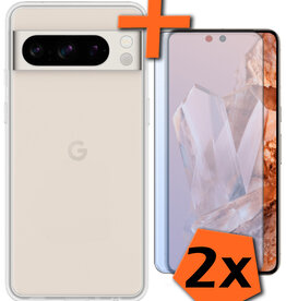 Nomfy Nomfy Google Pixel 8 Pro Hoesje Siliconen Met 2x Screenprotector - Transparant