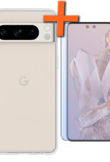 Nomfy Hoesje Geschikt voor Google Pixel 8 Pro Hoesje Siliconen Cover Case Met Screenprotector - Hoes Geschikt voor Google Pixel 8 Pro Hoes Back Case - Transparant