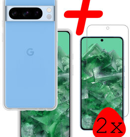 BASEY. BASEY. Google Pixel 8 Pro Hoesje Siliconen Met 2x Screenprotector - Transparant