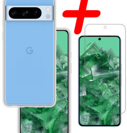BASEY. BASEY. Google Pixel 8 Pro Hoesje Siliconen Met Screenprotector - Transparant