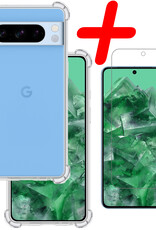 BASEY. Hoes Geschikt voor Google Pixel 8 Pro Hoesje Shock Proof Case Hoes Siliconen Met Screenprotector - Hoesje Geschikt voor Google Pixel 8 Pro Hoes Cover Shockproof - Transparant